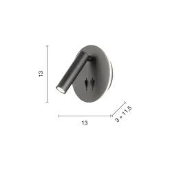 Ap sella ondaluce applique led orientabile nero tondo