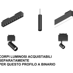 Arca ideal lux binario da incasso 3mt nero monofase 48v