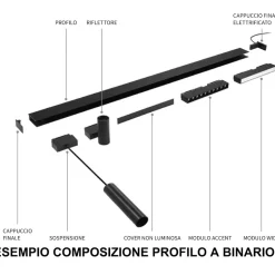 Arca ideal lux binario da incasso monofase nero 1mt 48v