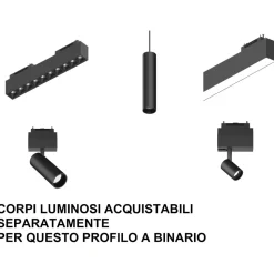 Arca ideal lux binario plafone monofase 1mt nero