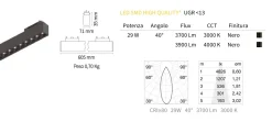 Arca ideal lux modulo faretti led 48v 29w 4000k nero per binario monofase ottica 40