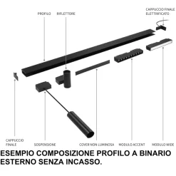 Arca kit staffa di fissaggio plafone 1mt per binario monofase ideal lux