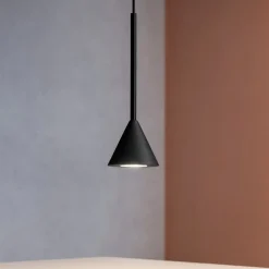 Archimede sp cono lampada a sospensione ideal lux per camera da letto led 3000k nero