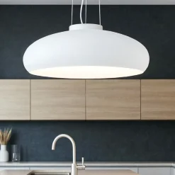 Aria sp1 ideal lux lampadario da cucina moderna cupola vetro bianco schiacciata