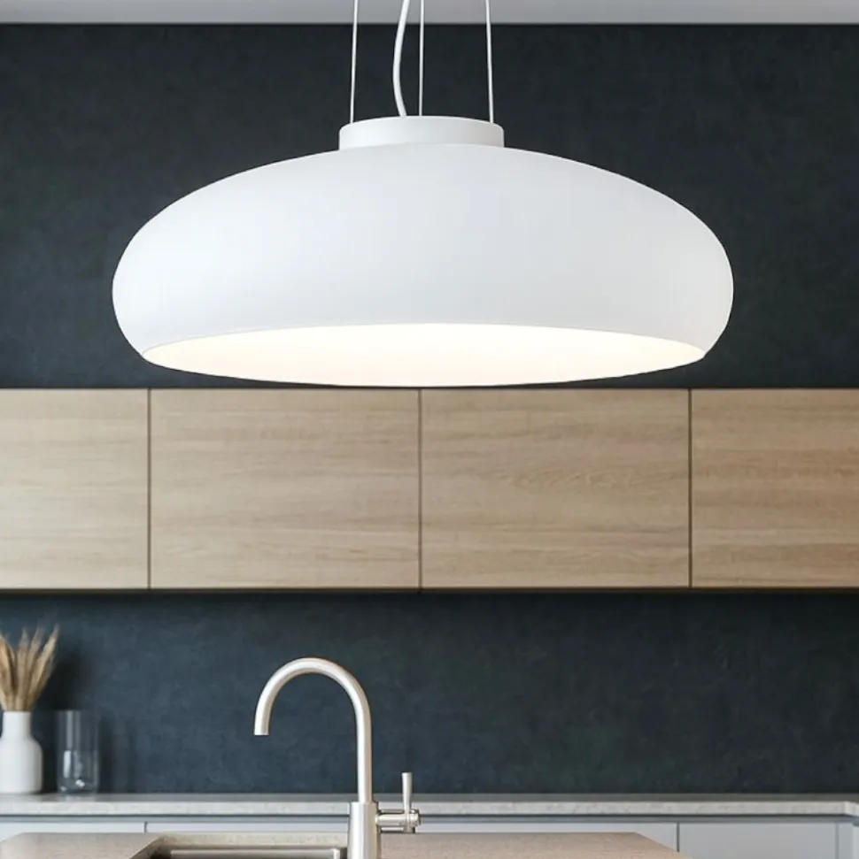 Aria sp1 ideal lux lampadario da cucina moderna cupola vetro bianco schiacciata