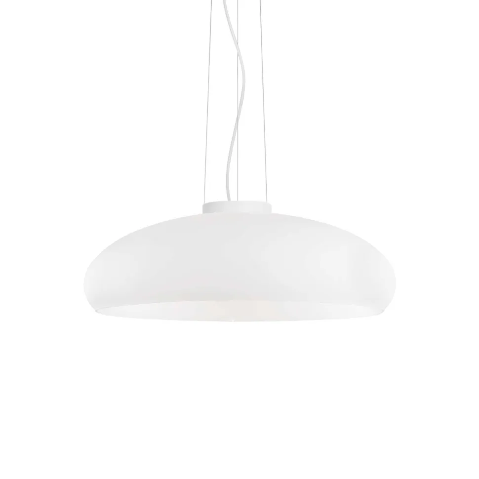 Aria sp1 ideal lux lampadario da cucina moderna cupola vetro bianco schiacciata