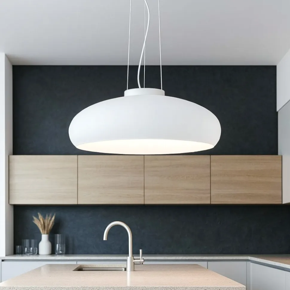 Aria sp1 ideal lux lampadario da cucina moderna cupola vetro bianco schiacciata