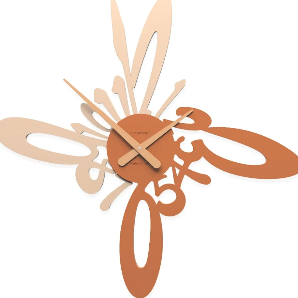 Armonico orologio moderno da parete legno colore terracotta