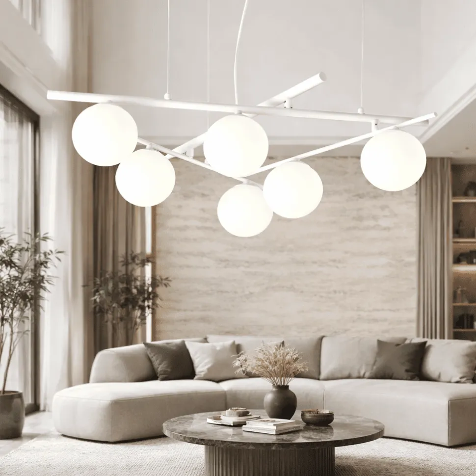 Atlas sp6 ideal lux lampadario per soggiorno bianco sfere vetro