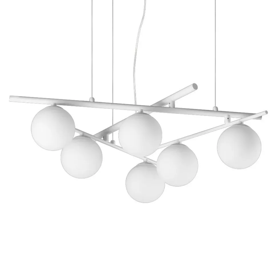 Atlas sp6 ideal lux lampadario per soggiorno bianco sfere vetro