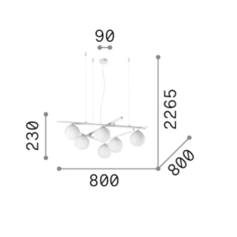 Atlas sp6 ideal lux lampadario per soggiorno bianco sfere vetro