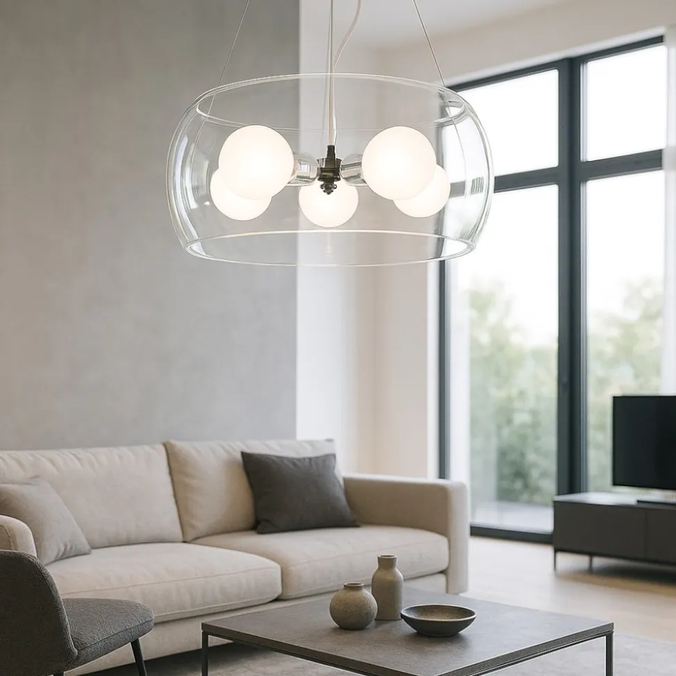 Audi10 sp5 fume' ideal lux lampadario di vetro per soggiorno moderno