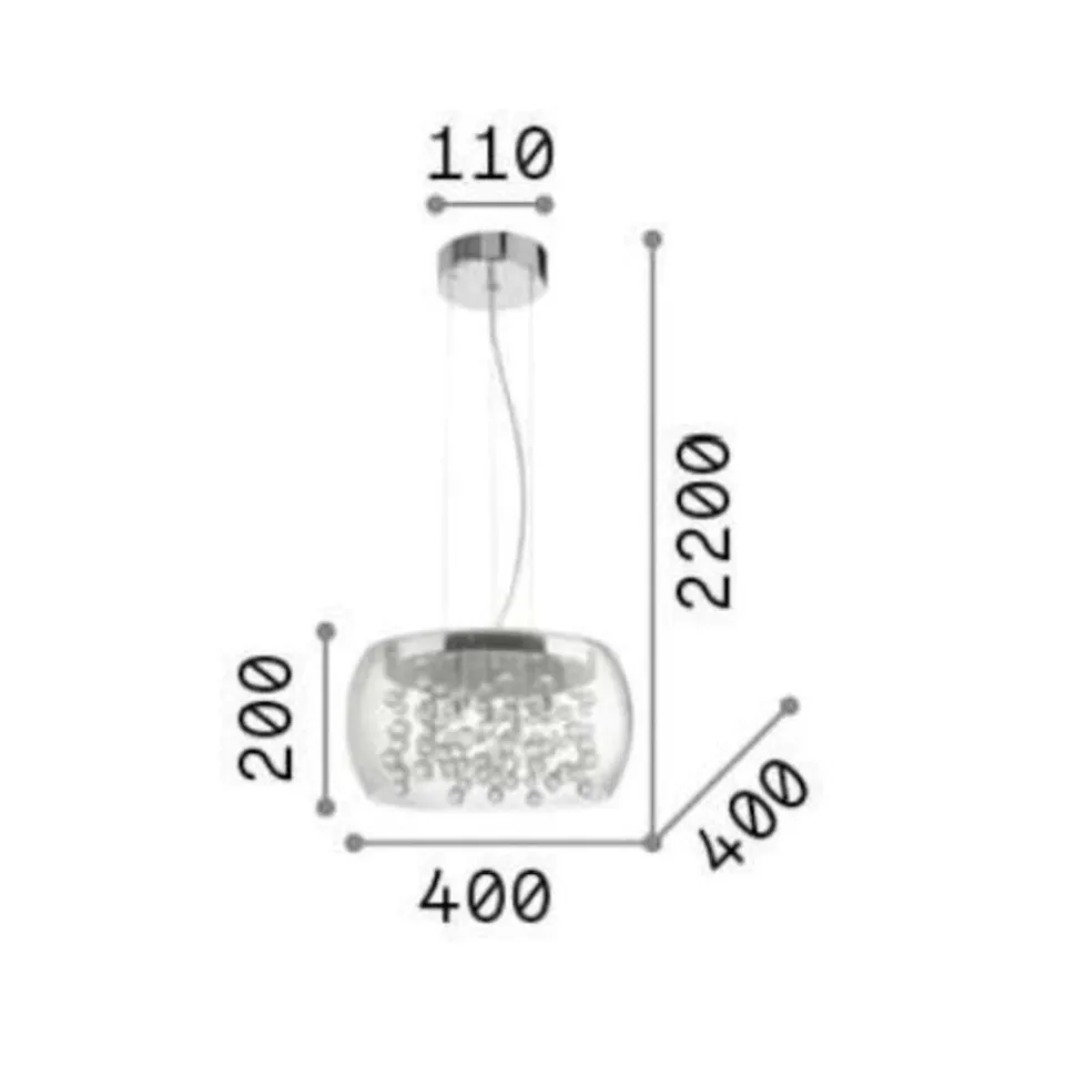 Audi-80 sp5 ideal lux lampadario stanza da letto vetro cristallo fume'