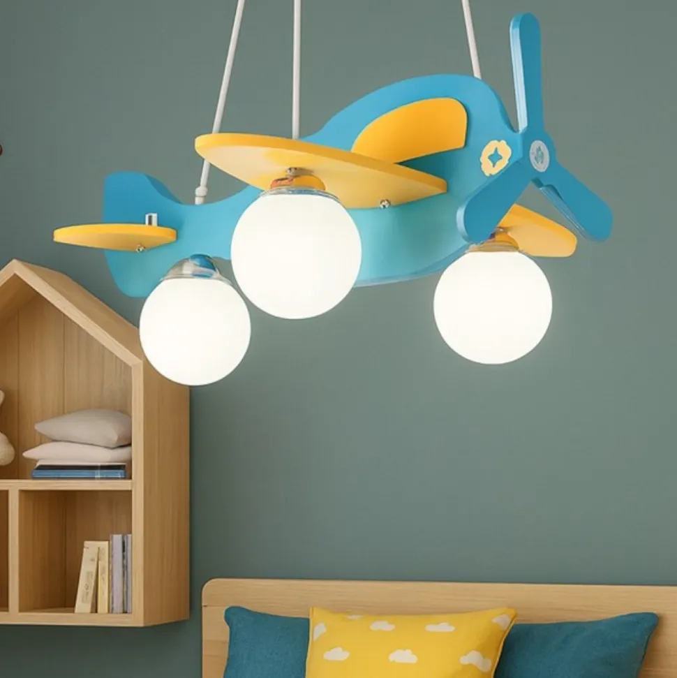 Avion sp3 lampadario per camera da letto aeroplano azzurro ideal lux