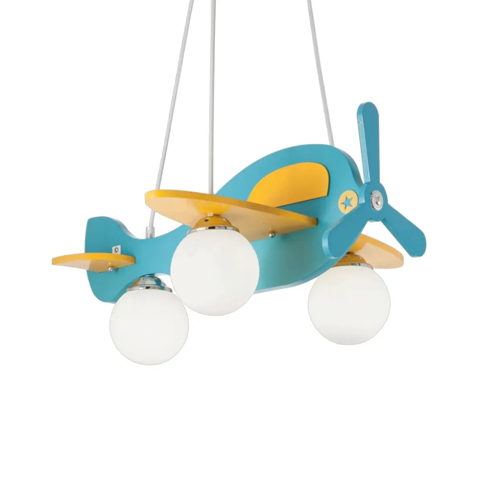 Avion sp3 lampadario per camera da letto aeroplano azzurro ideal lux
