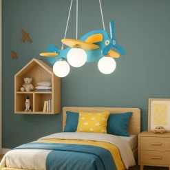 Avion sp3 lampadario per camera da letto aeroplano azzurro ideal lux