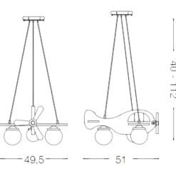 Avion sp3 lampadario per camera da letto aeroplano azzurro ideal lux