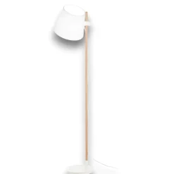 Axel pt1 ideal lux lampada da terra di legno paralume bianco