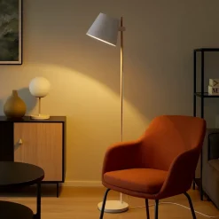 Axel pt1 ideal lux lampada da terra di legno paralume bianco