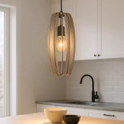Bajazzara eglo lampada a sospensione per isola cucina in legno grigio