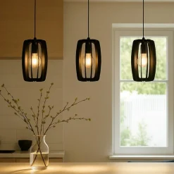 Bajazzara eglo lampadario da cucina portalampada in legno colore nero