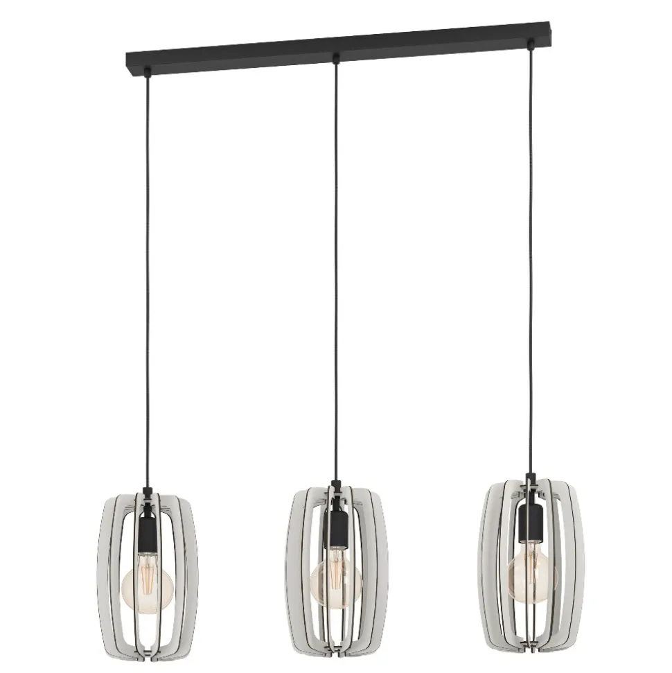 Bajazzara eglo lampadario per cucina 3 luci con portalampada in legno