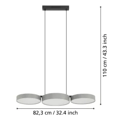 Barbano z eglo lampadario da cucina 3 luci led rgb da 2700k a 6500k