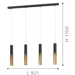 Barbotto eglo lampadario moderno dorato nero per tavolo soggiorno