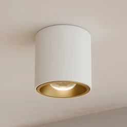 Baton linea light faretto led cilindrico da soffitto bianco oro 7.3w 4000k