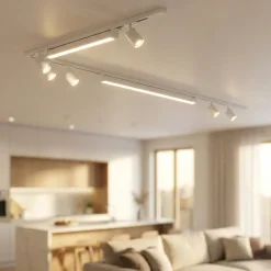 Binario angolare con spot orientabili monofase bianco modulo led 3000k