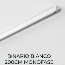 Binario 2mt monofase bianco con connettore e tappo