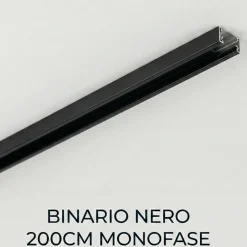 Binario 2mt monofase nero con connettore e tappo