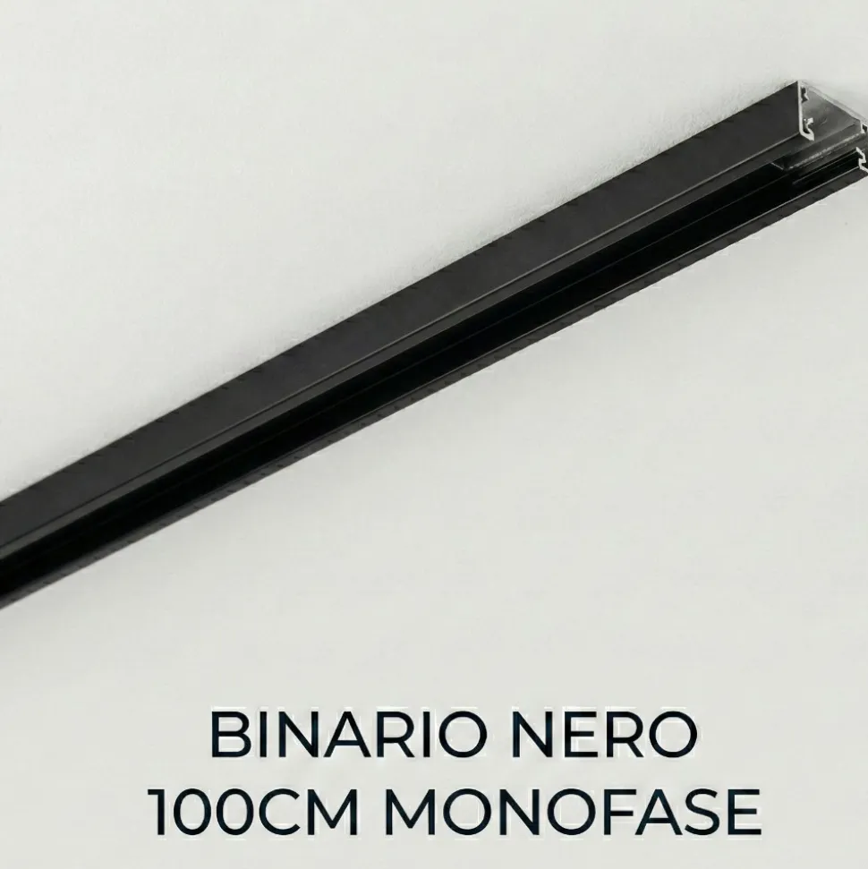 Binario nero monofase 1mt con alimentazione laterale
