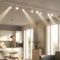 Binario trifase 294cm bianco con faretti gu10 gx53 orientabili