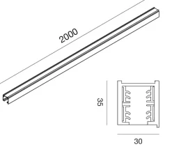 Binario trifase 2 mt nero gea luce