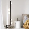 Birds tl1 ideal lux lampada da terra nera oro sfere vetro bianco