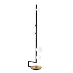 Birds tl1 ideal lux lampada da terra nera oro sfere vetro bianco