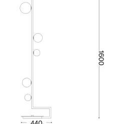 Birds tl1 ideal lux lampada da terra nera oro sfere vetro bianco