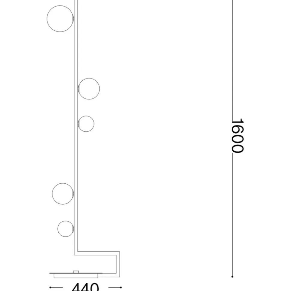 Birds tl1 ideal lux lampada da terra nera oro sfere vetro bianco