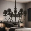 Blanche sp6 ideal lux lampadario chabby chic nero sei luci per camera da letto