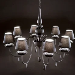 Blanche sp6 ideal lux lampadario chabby chic nero sei luci per camera da letto