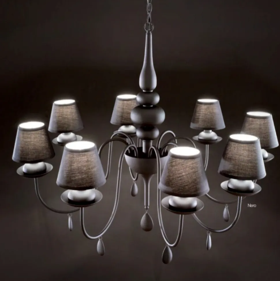 Blanche sp6 ideal lux lampadario chabby chic nero sei luci per camera da letto