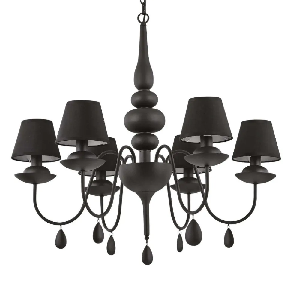Blanche sp6 ideal lux lampadario chabby chic nero sei luci per camera da letto
