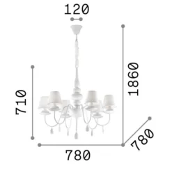 Blanche sp6 ideal lux lampadario chabby chic nero sei luci per camera da letto