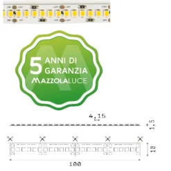 Bobina 5mt ideal lux striscia led 19,2w-mt 4000k 24vdc cri90