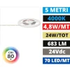 Bobina 5mt striscia led 4,8w-mt 4000k 24vdc gea luce