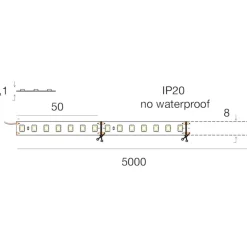 Bobina 5mt striscia led 9,6w-mt 3000k 24vdc gea luce