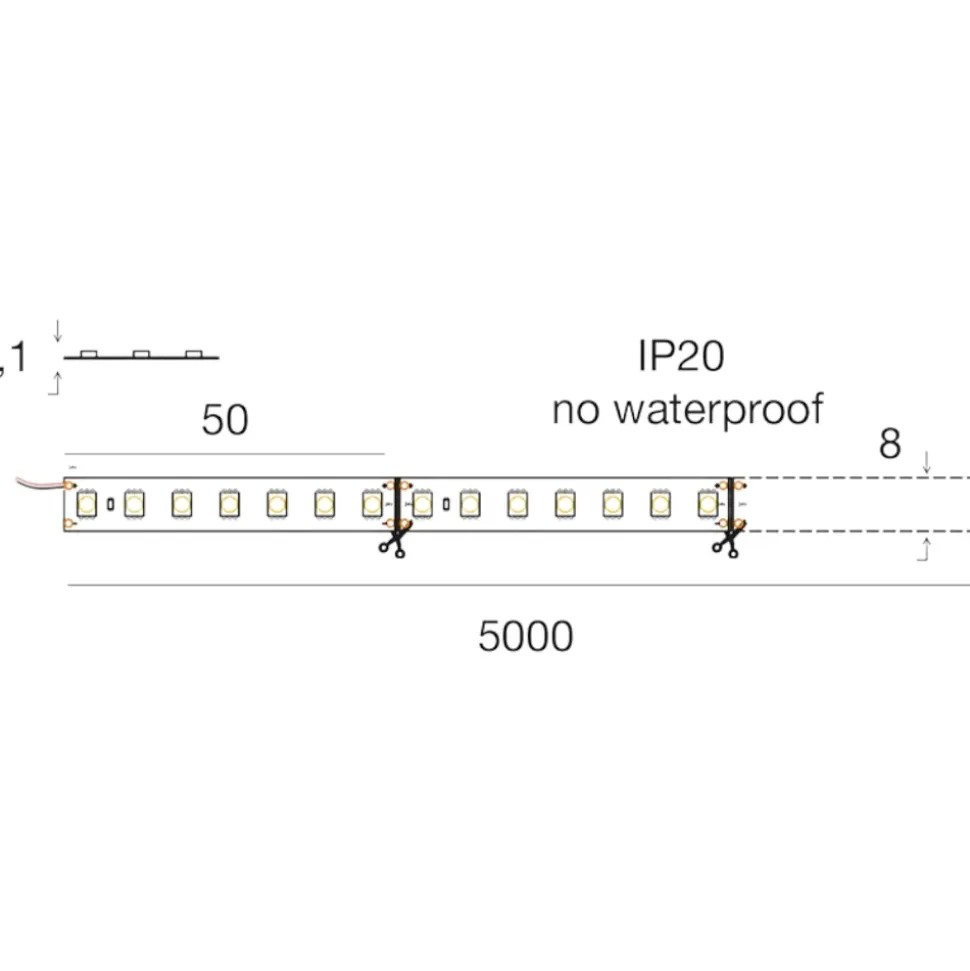 Bobina 5mt striscia led 9,6w-mt 3000k 24vdc gea luce