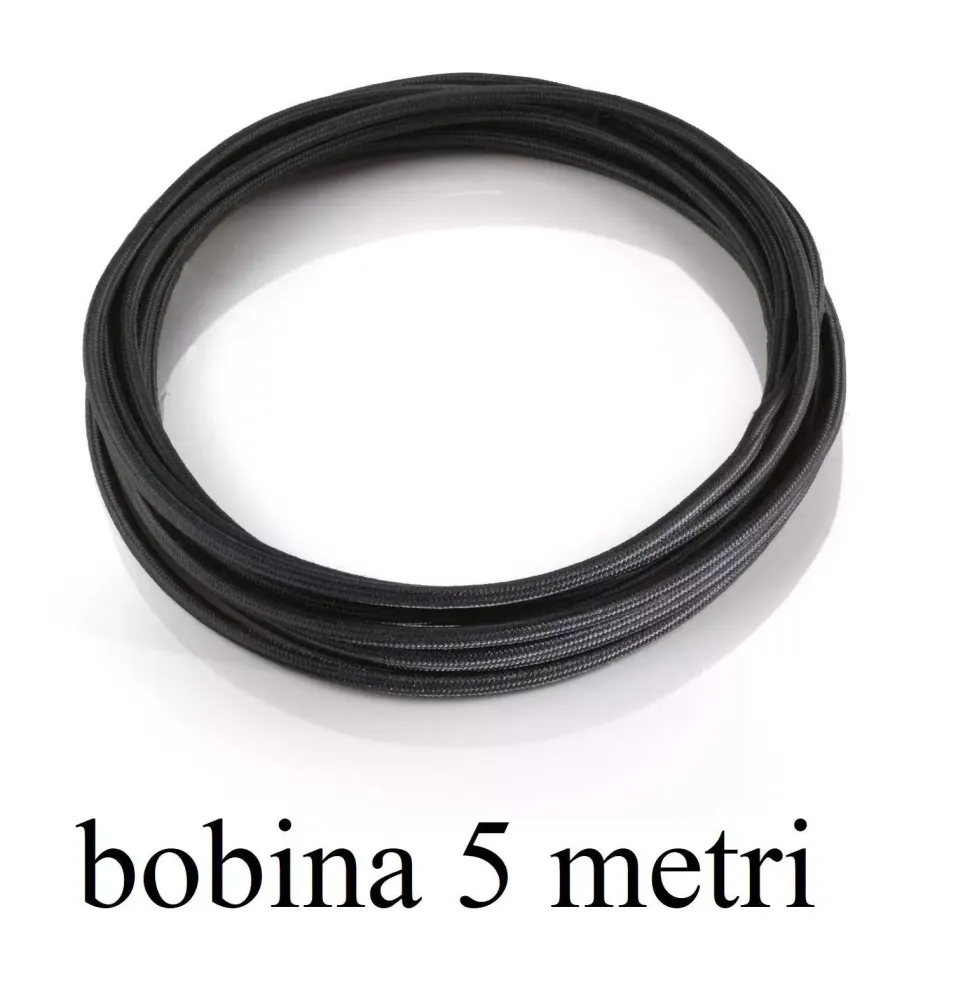 Bobina 5mt di cavo rivestito in tessuto nero
