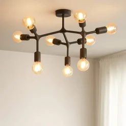Bocadella 1 eglo plafoniera moderna nera 9 luci per salotto